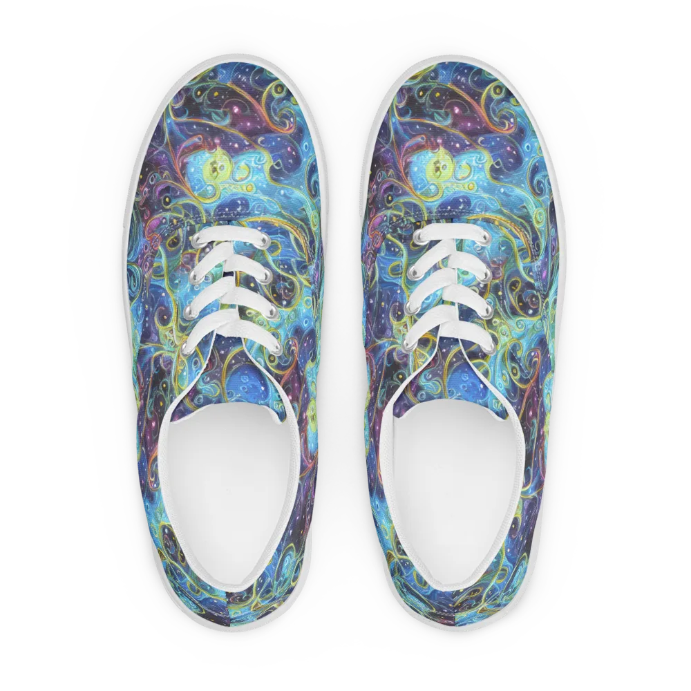 Azure Labyrinth on Men's Lace-Up Canvas Shoes — Front