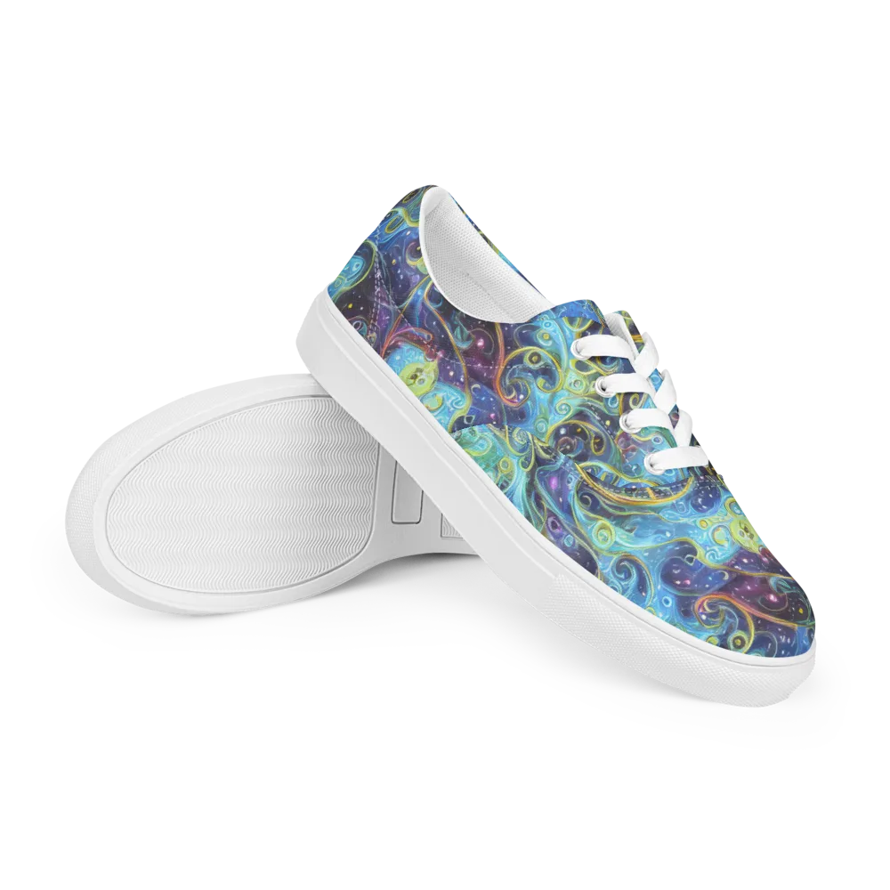 Azure Labyrinth on Men's Lace-Up Canvas Shoes — Right Front