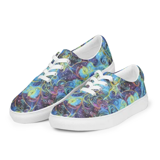 Azure Labyrinth on a Men's Lace-Up Canvas Shoes
