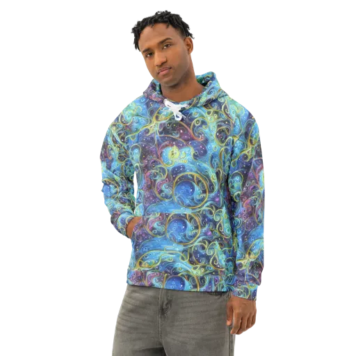 Azure Labyrinth on a Cotton Hoodie