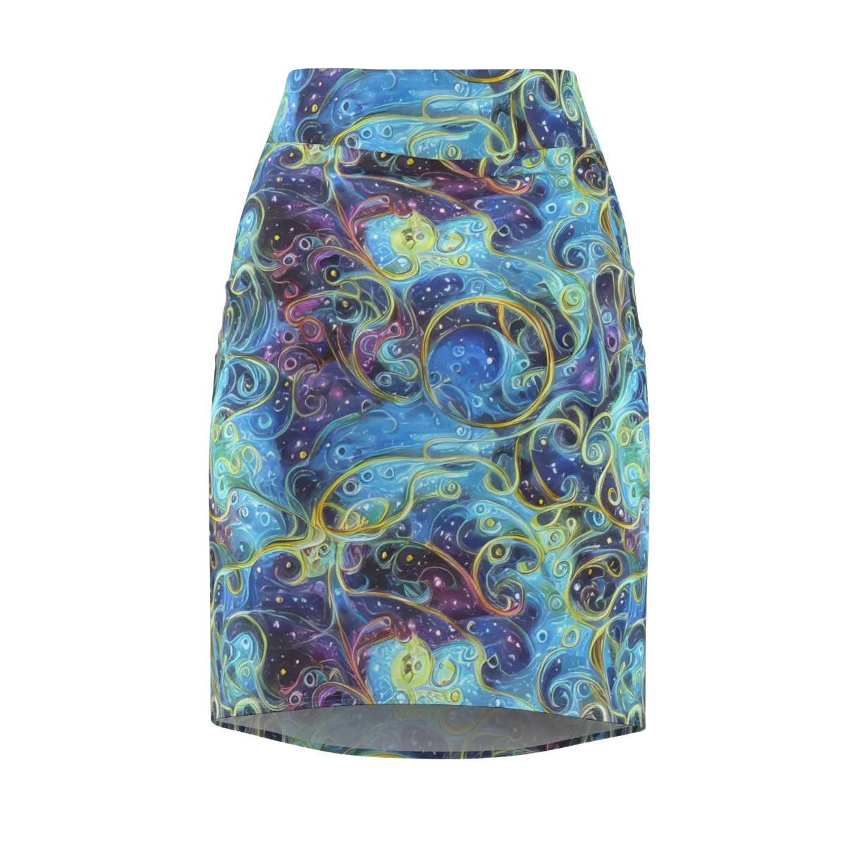 Azure Labyrinth on Pencil Skirt — Front