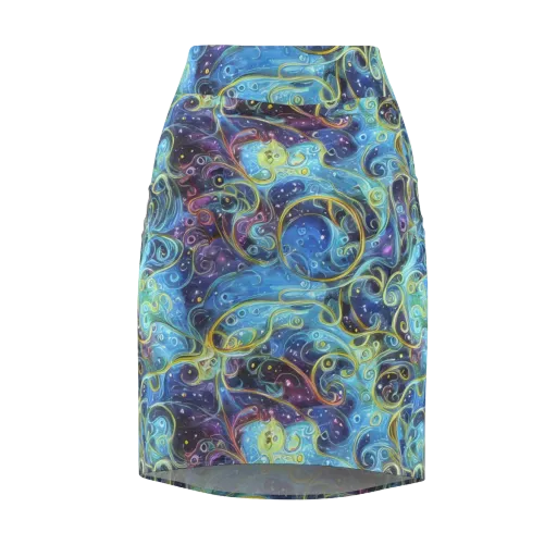 Azure Labyrinth on a Pencil Skirt