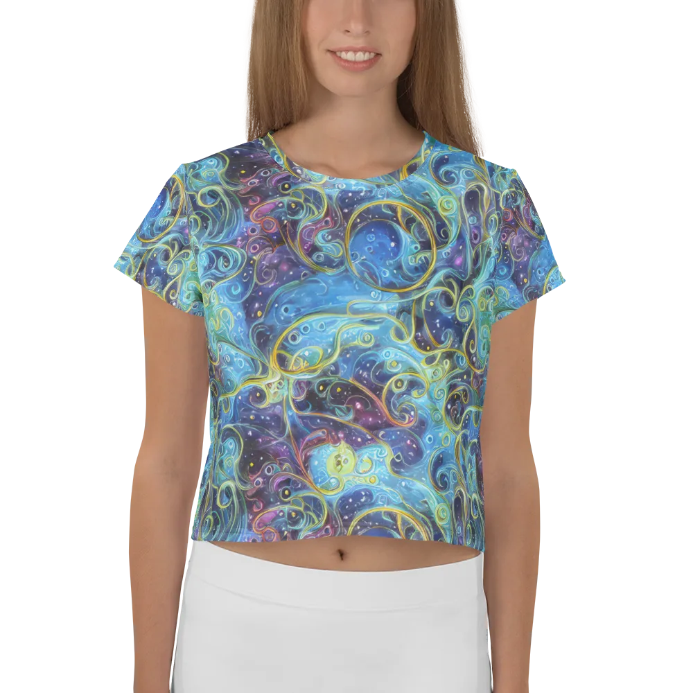 Azure Labyrinth on Crop Tee — Front