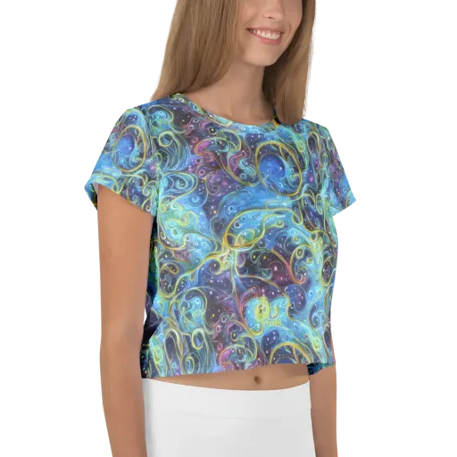 Azure Labyrinth on a Crop Tee
