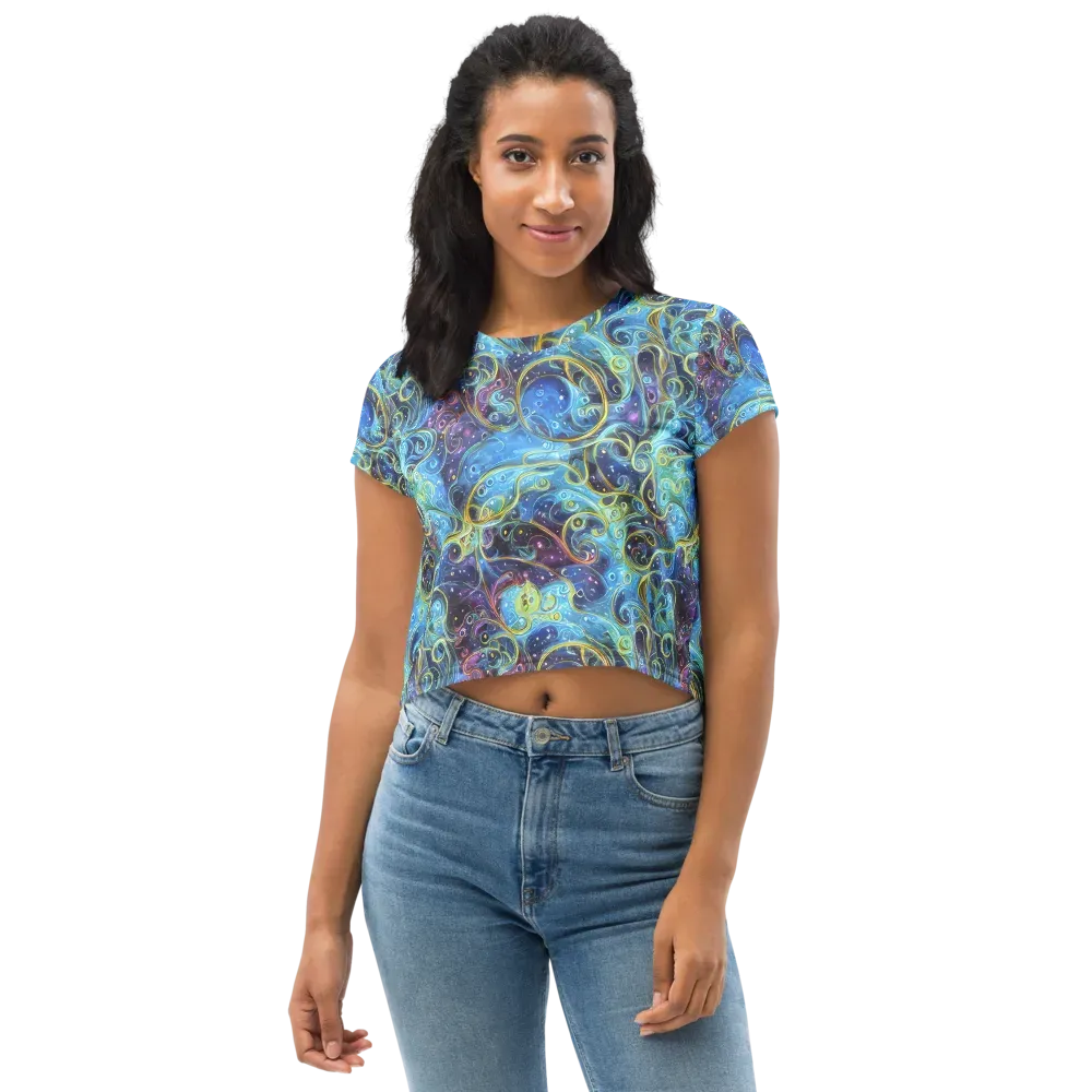 Azure Labyrinth on Crop Tee — Front
