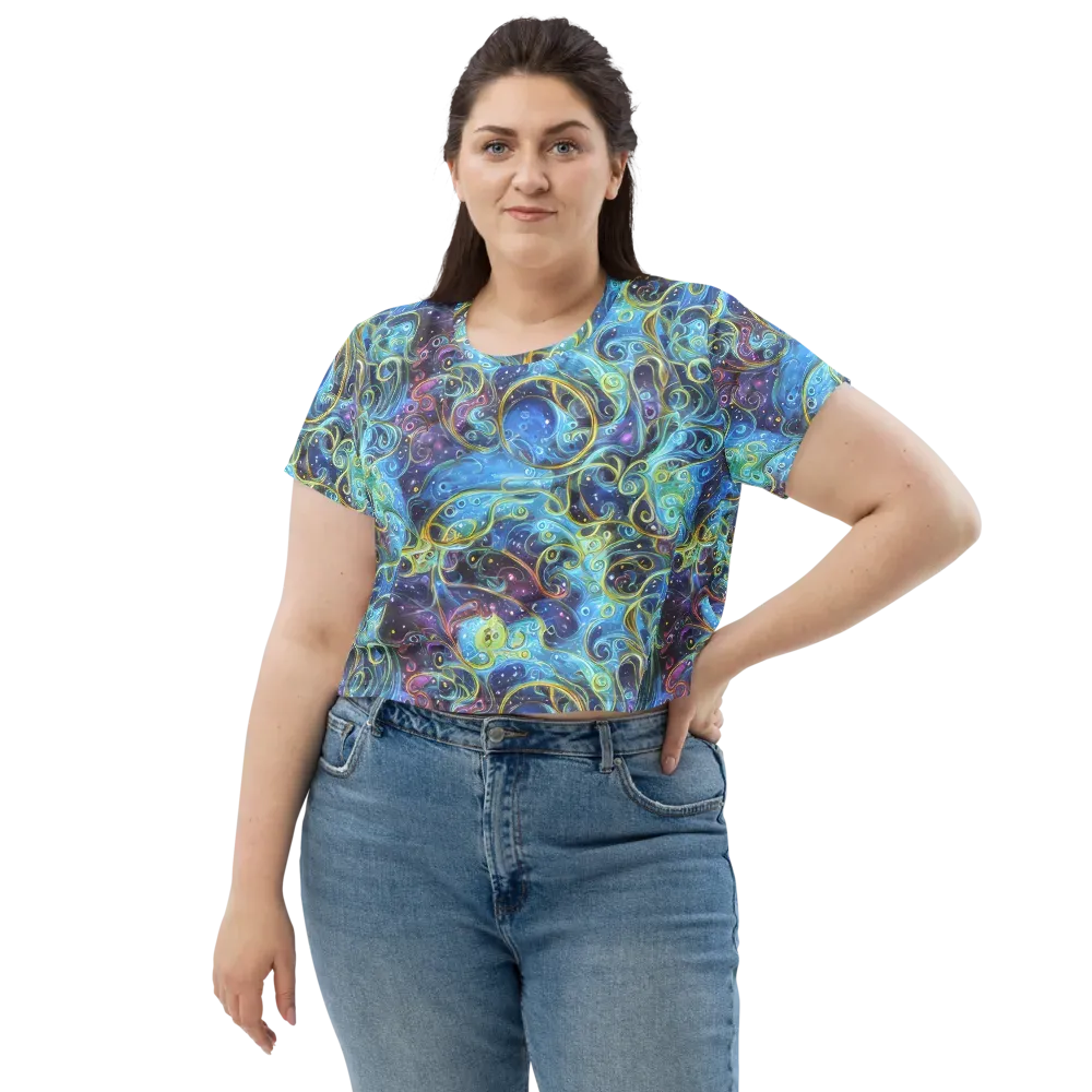 Azure Labyrinth on Crop Tee — Front
