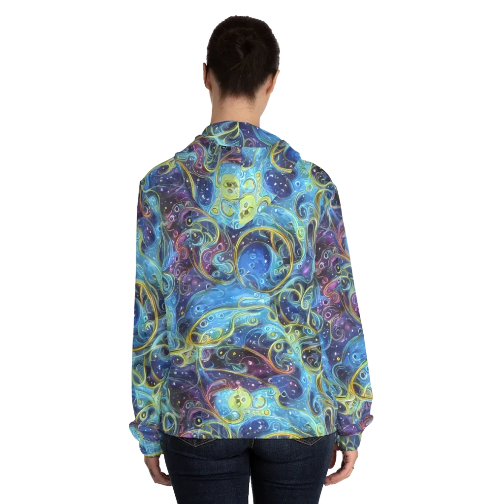 Azure Labyrinth on Women's Full-Zip Hoodie — Back On Person