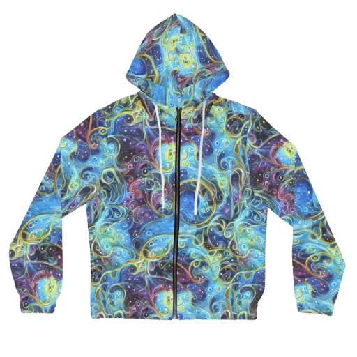 Azure Labyrinth on a Women's Full-Zip Hoodie