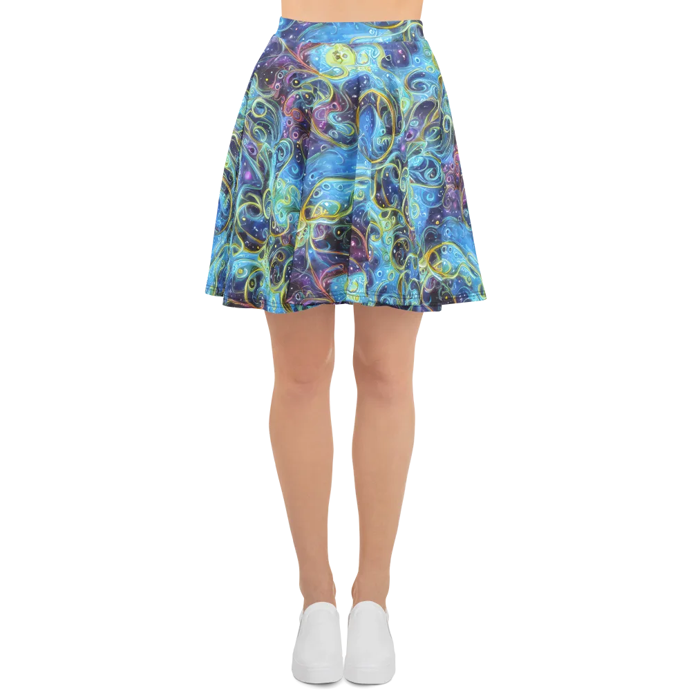 Azure Labyrinth on Skater Skirt — Front