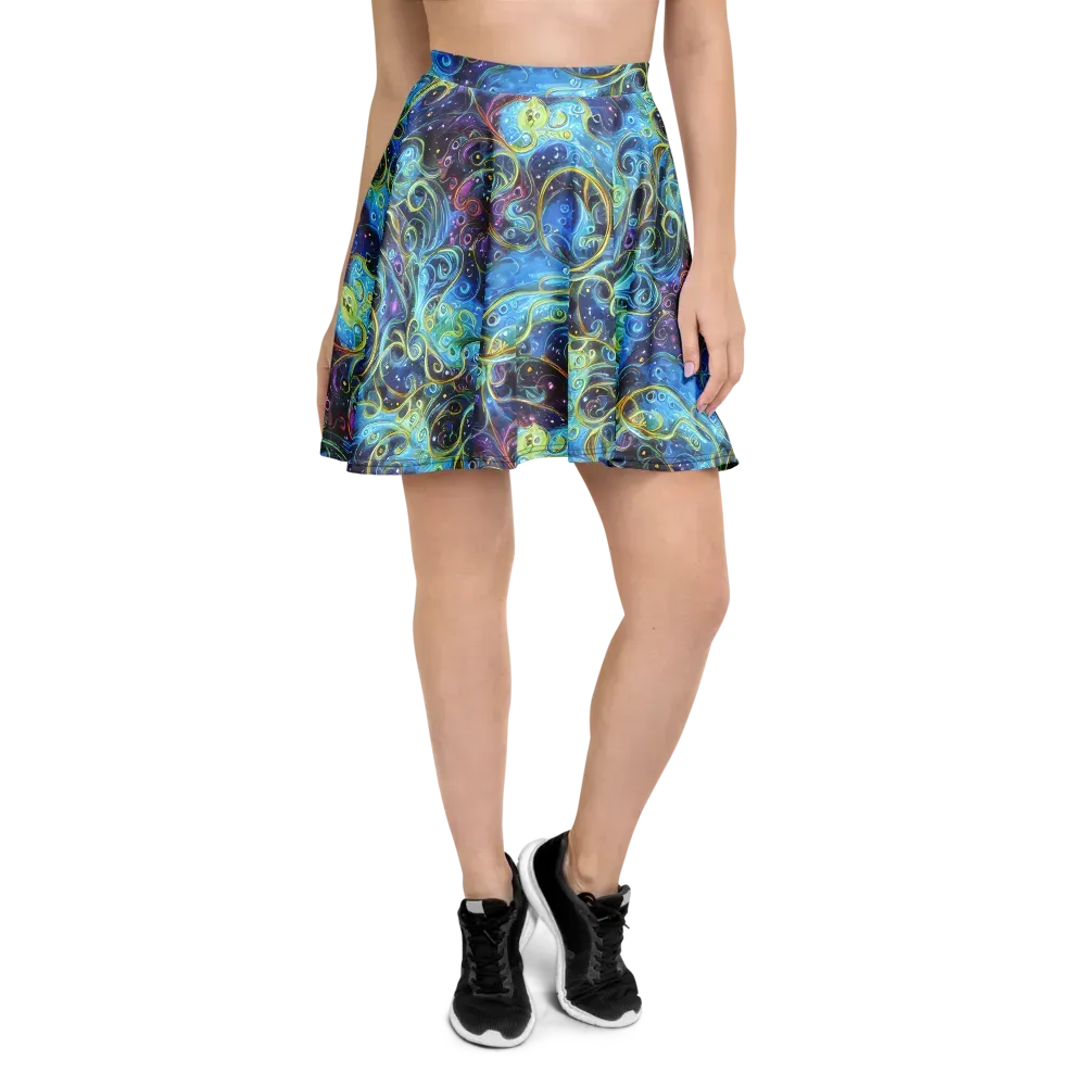 Azure Labyrinth on Skater Skirt — Front