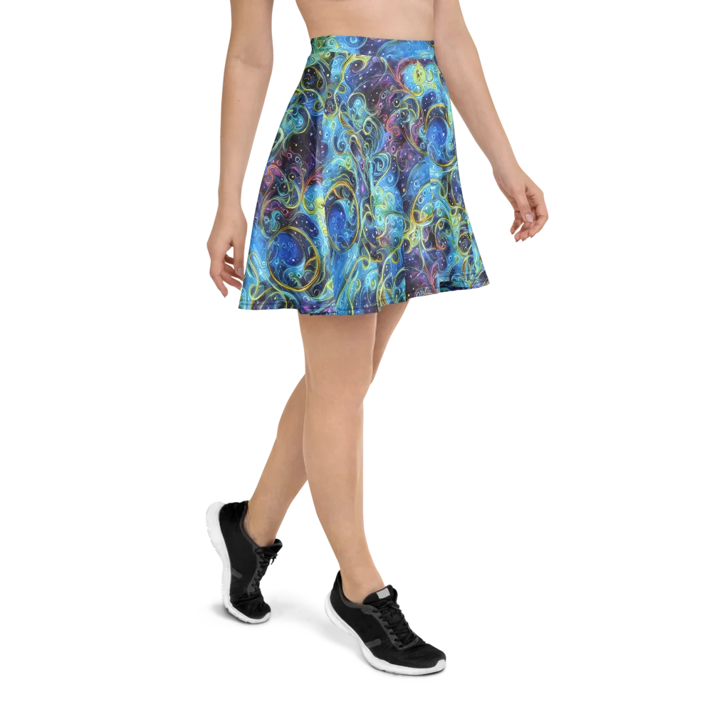 Azure Labyrinth on Skater Skirt — Right