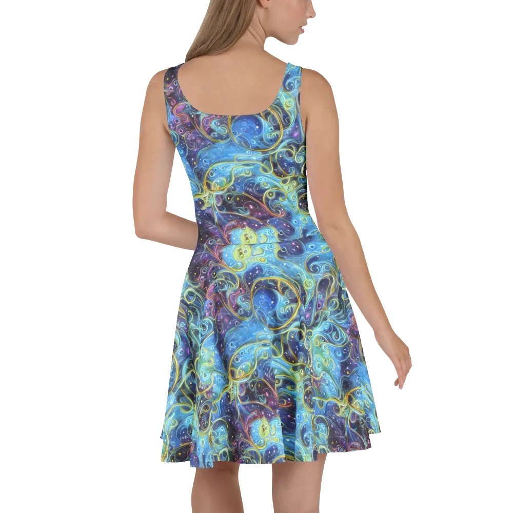 Azure Labyrinth on Skater Dress — Back