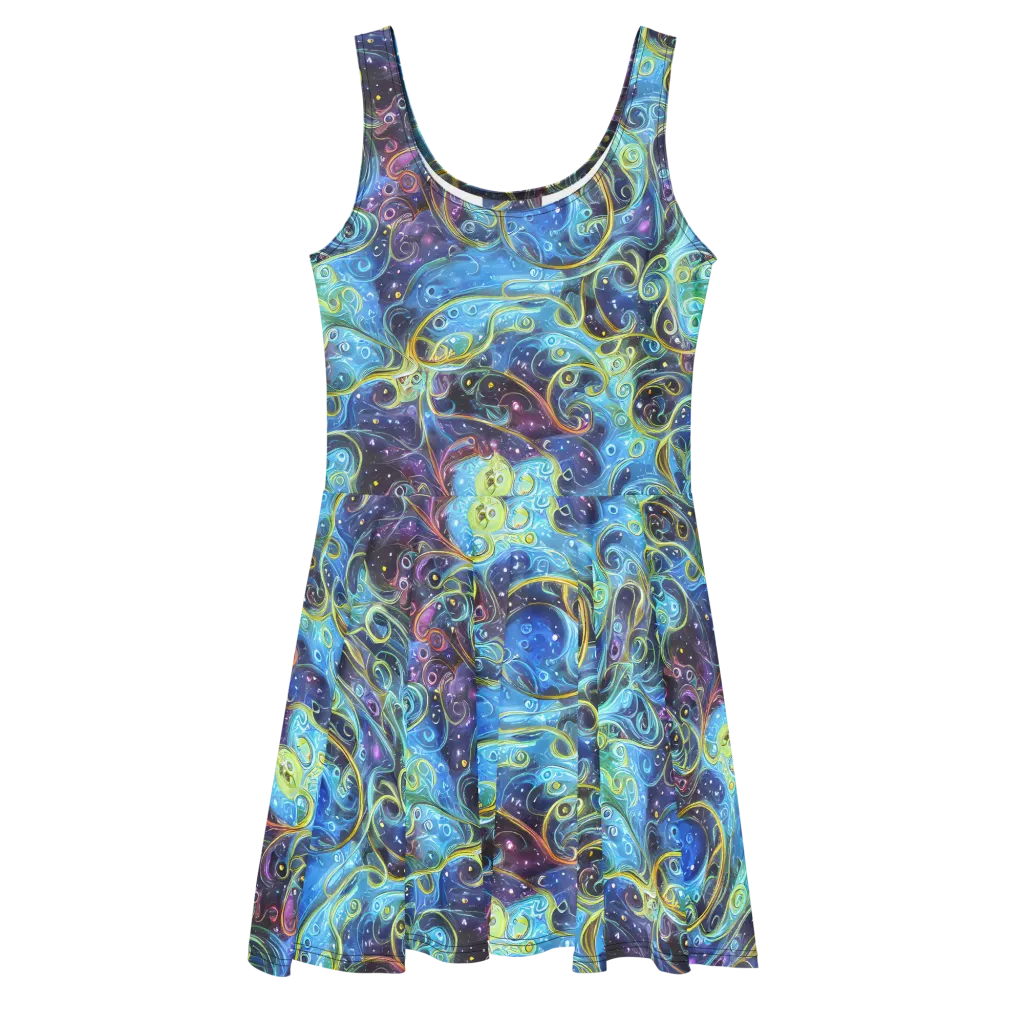 Azure Labyrinth on Skater Dress — Front