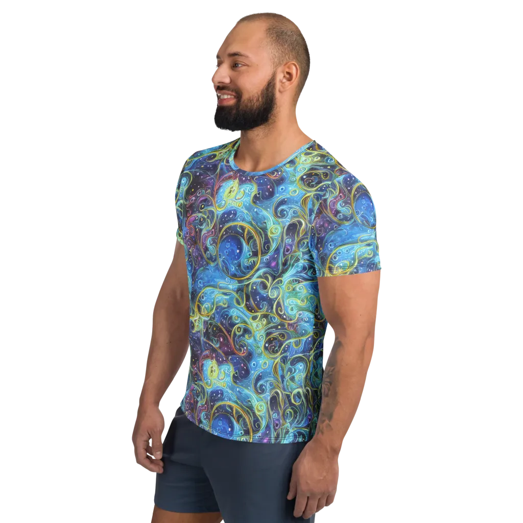 Azure Labyrinth on Men's Athletic T-Shirt — Left