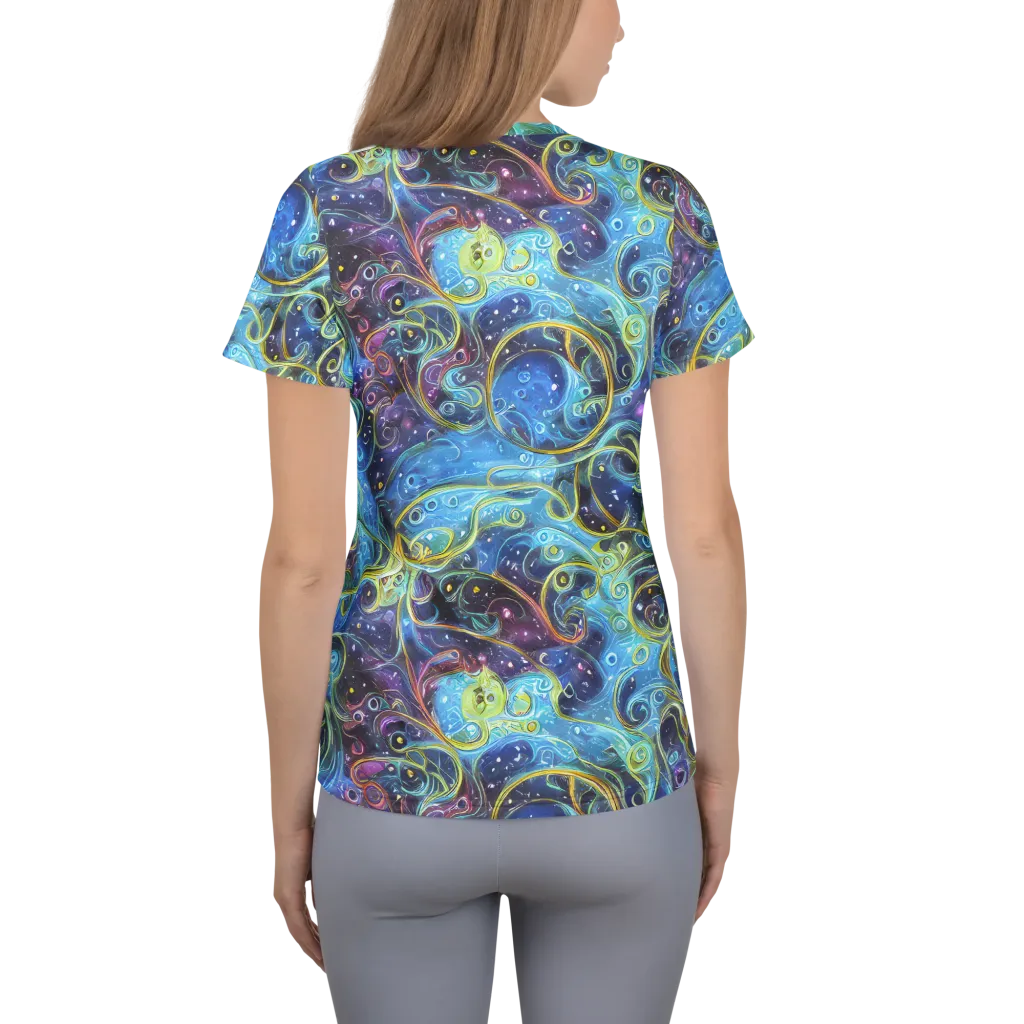 Azure Labyrinth on Women's Athletic T-Shirt — Back