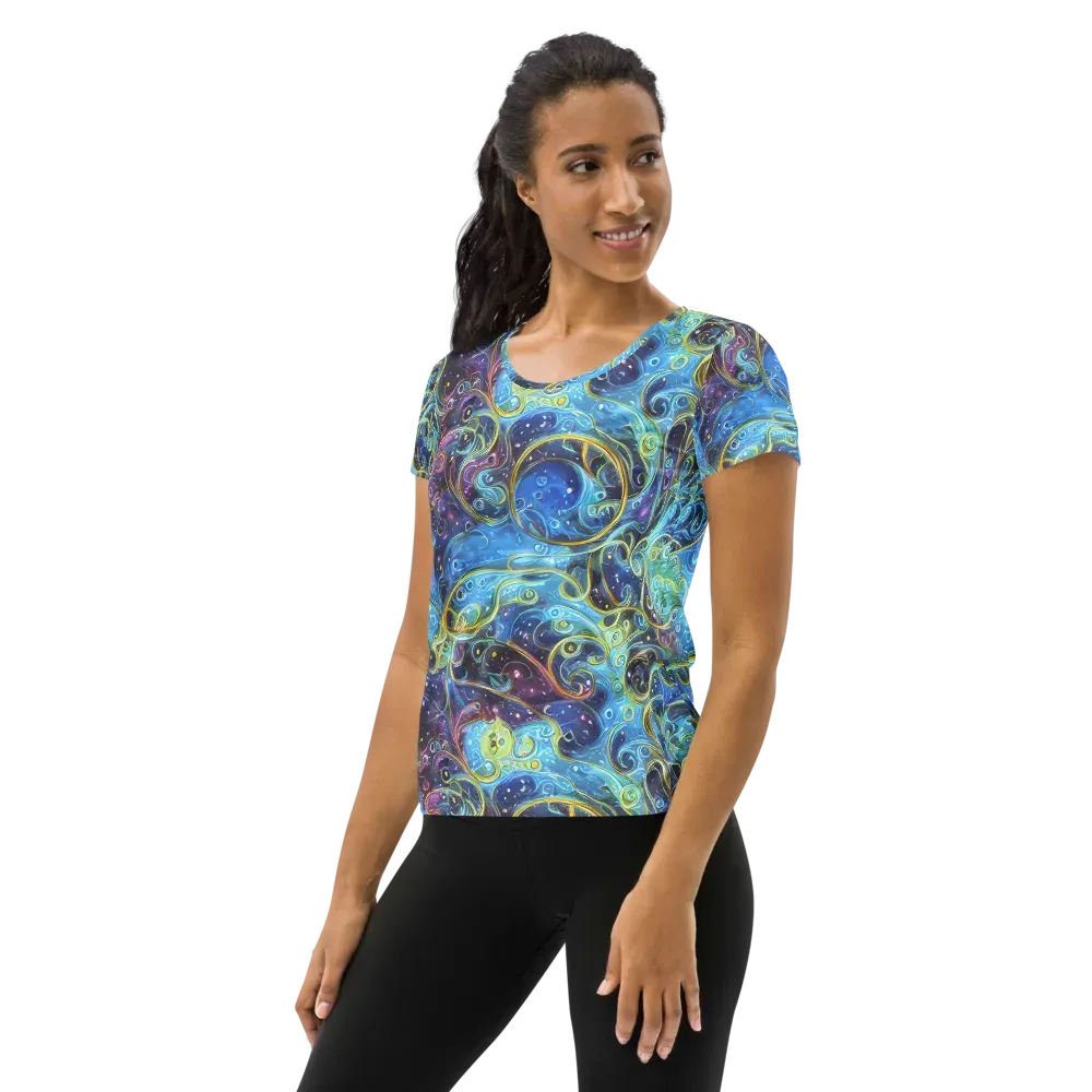 Azure Labyrinth on Women's Athletic T-Shirt — Left