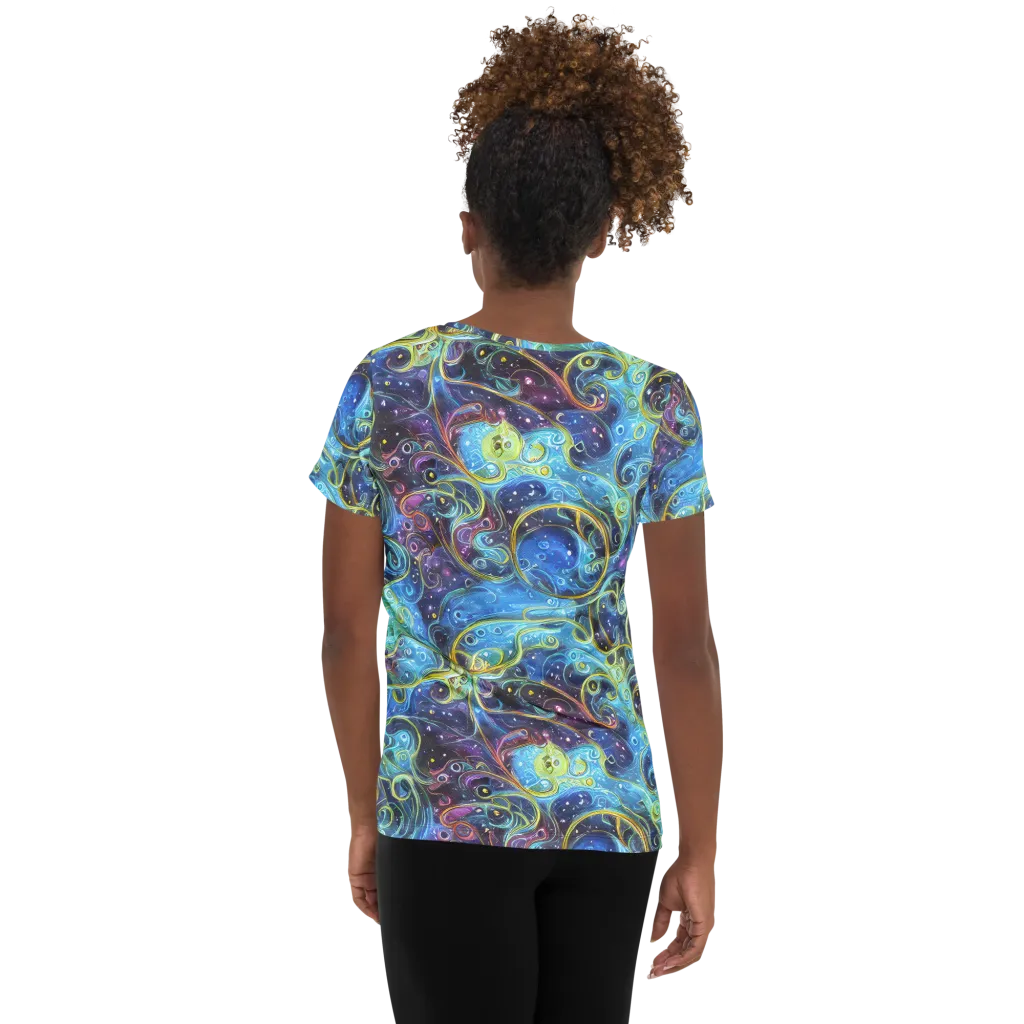Azure Labyrinth on Women's Athletic T-Shirt — Back