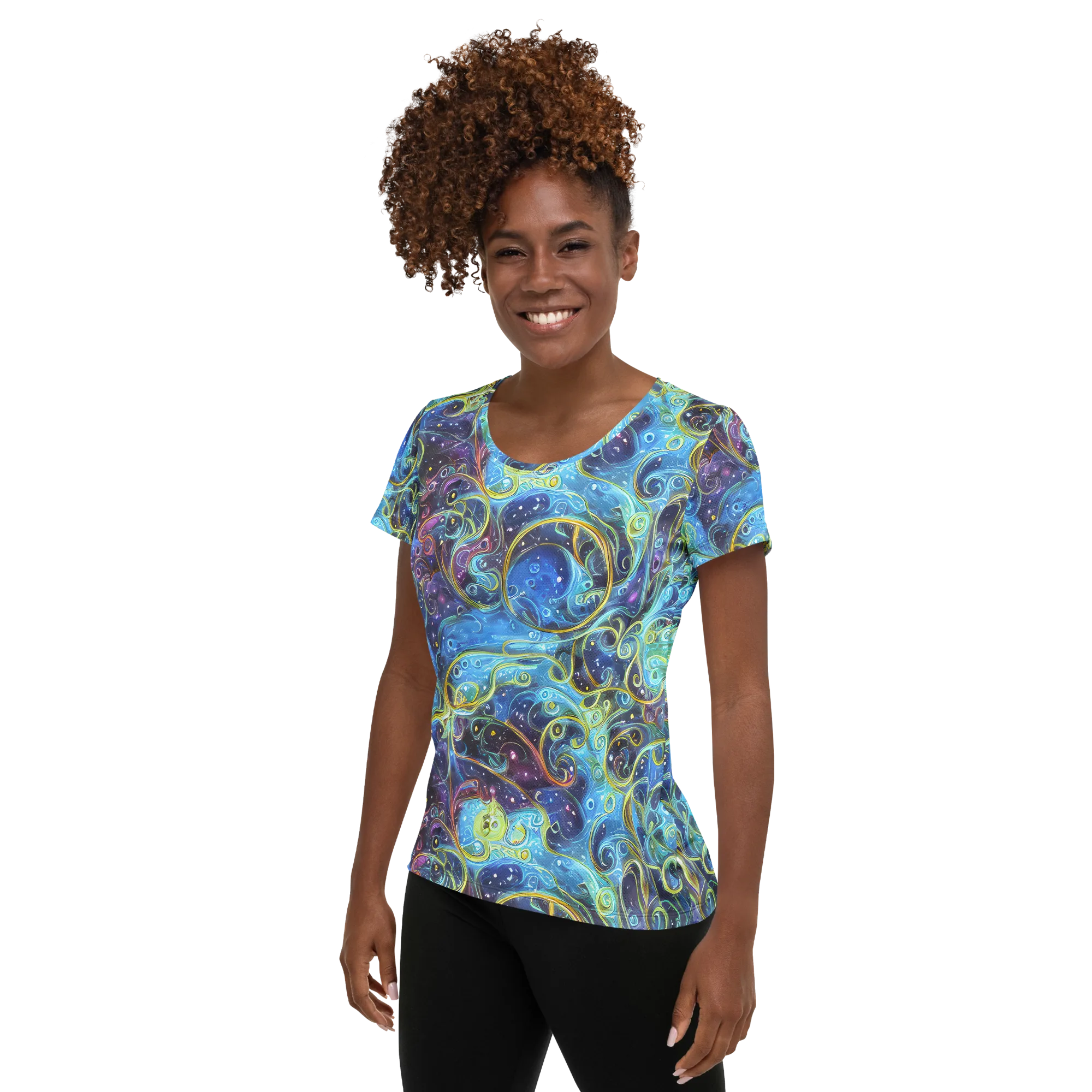 Azure Labyrinth on Women's Athletic T-Shirt — Left
