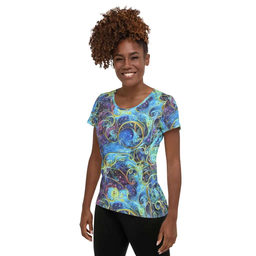 Azure Labyrinth on Women's Athletic T-Shirt — Left
