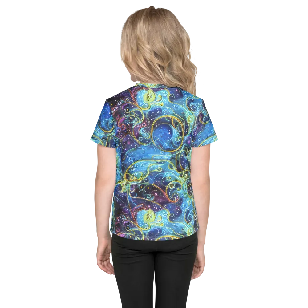 Azure Labyrinth on Kids Crew Neck T-Shirt — Back
