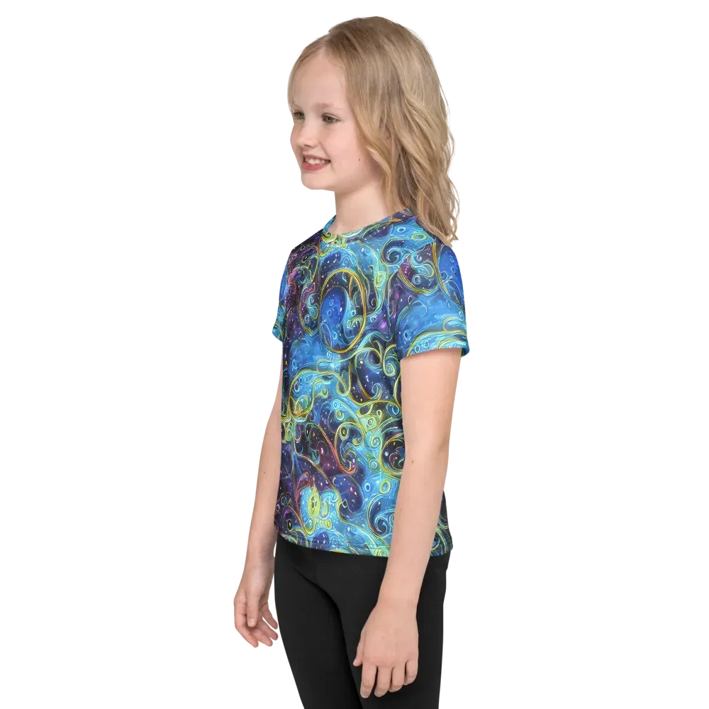 Azure Labyrinth on Kids Crew Neck T-Shirt — Left