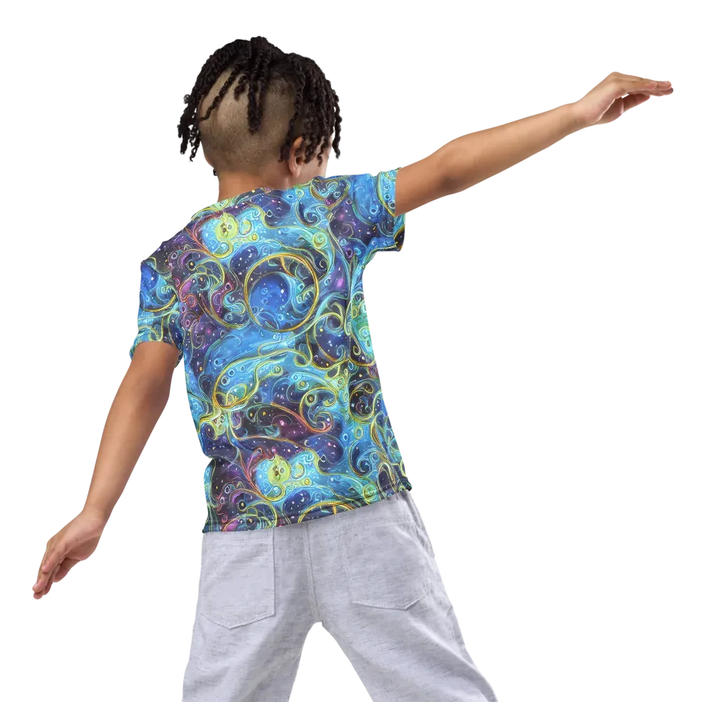 Azure Labyrinth on Kids Crew Neck T-Shirt — Back