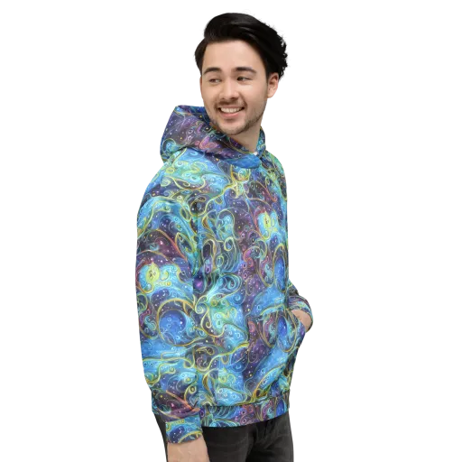 Azure Labyrinth on a Hoodie