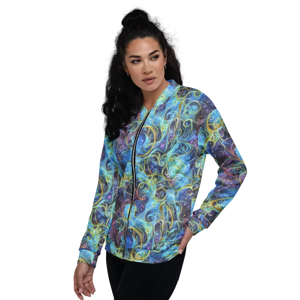 Azure Labyrinth on Bomber Jacket — Left