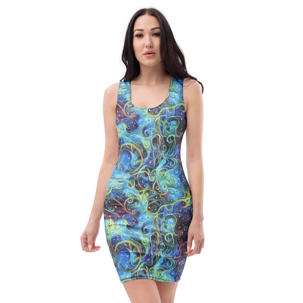 Azure Labyrinth on Bodycon Dress — Front