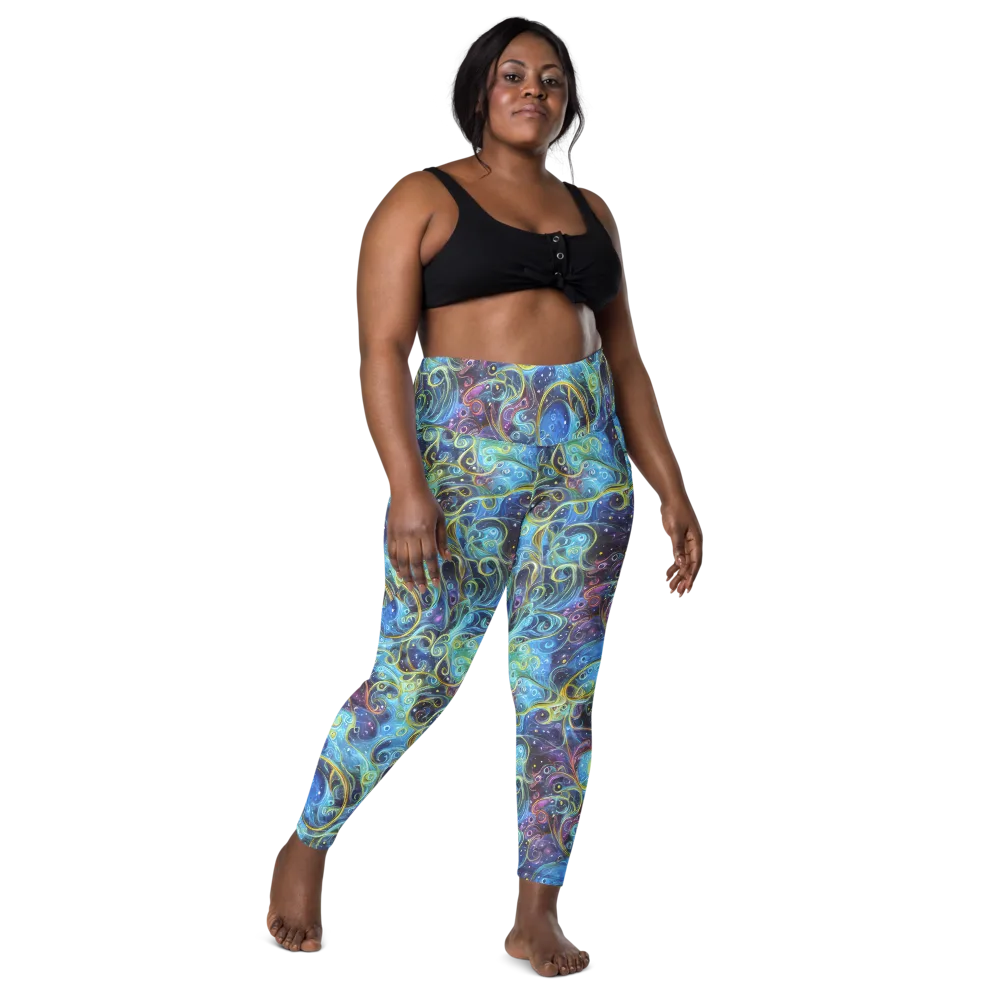 Azure Labyrinth on Leggings with Pockets — Front