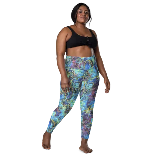 Azure Labyrinth on a Leggings with Pockets