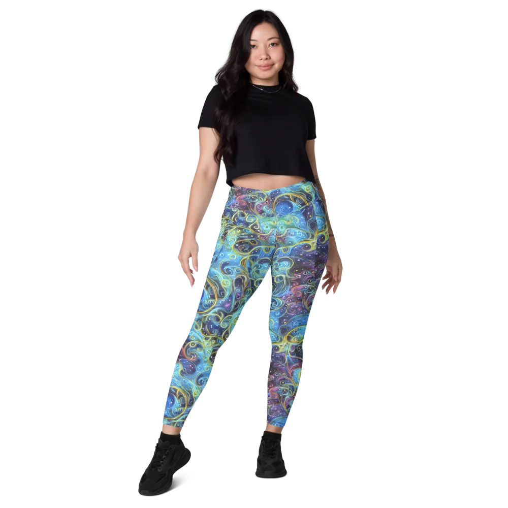 Azure Labyrinth on Leggings with Pockets — Front