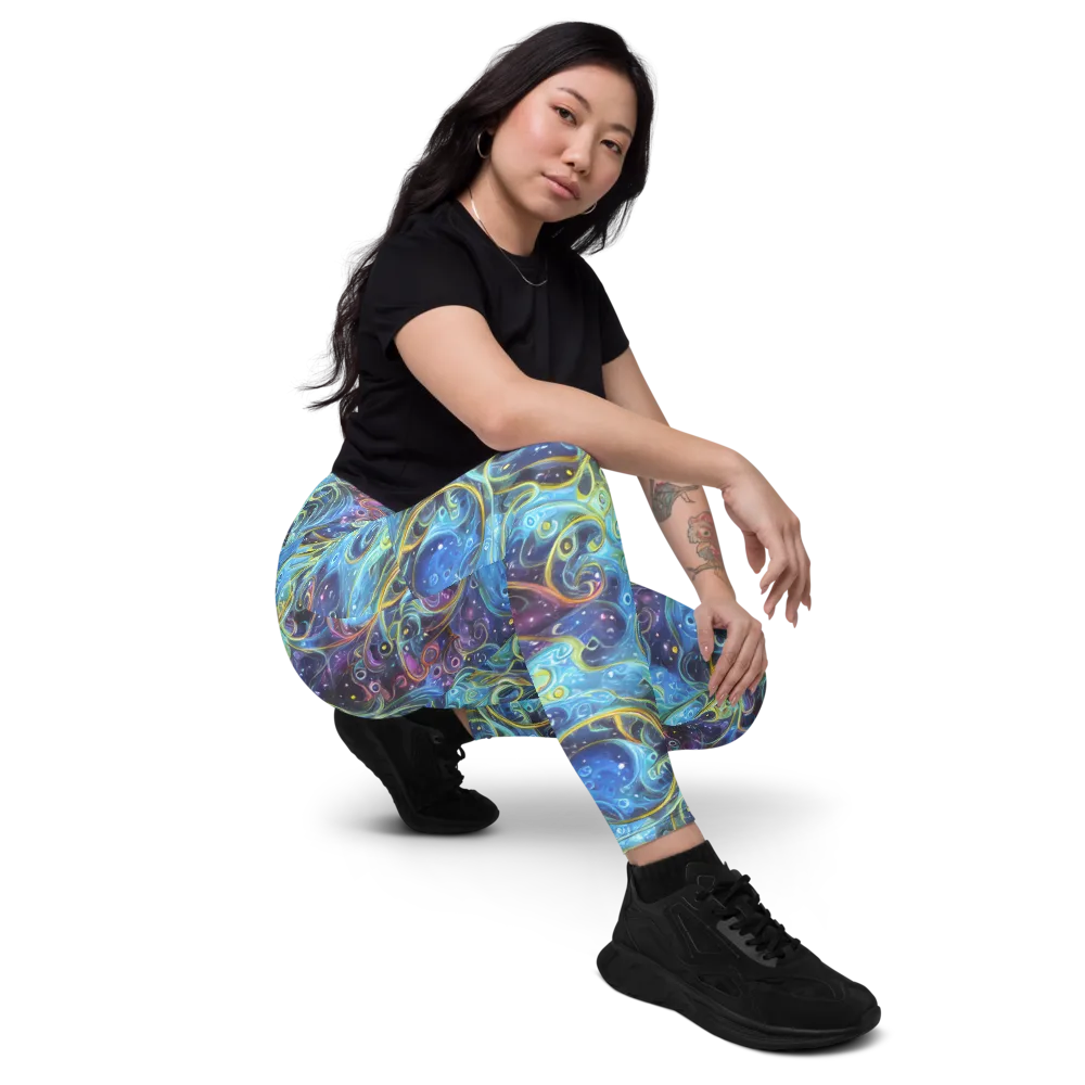 Azure Labyrinth on Leggings with Pockets — Right Front