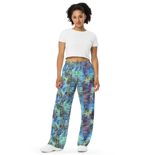 Azure Labyrinth on a Wide-Leg Pants