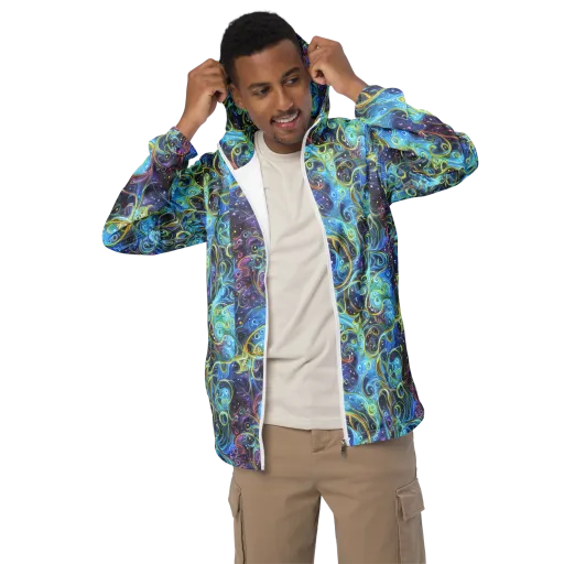 Azure Labyrinth on a Men's Windbreaker