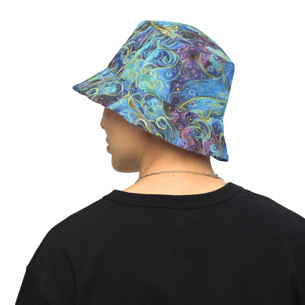 Azure Labyrinth on Reversible Bucket Hat — Back Inside