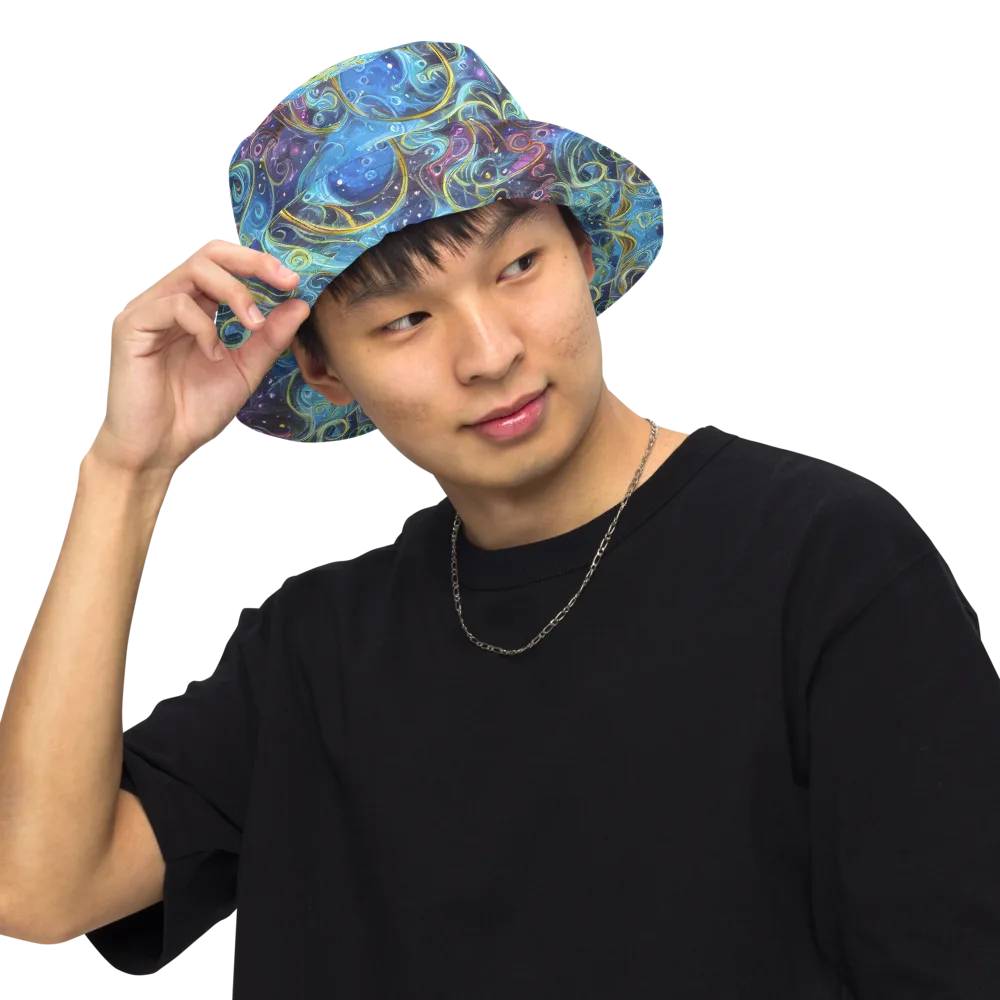 Azure Labyrinth on Reversible Bucket Hat — Front Inside