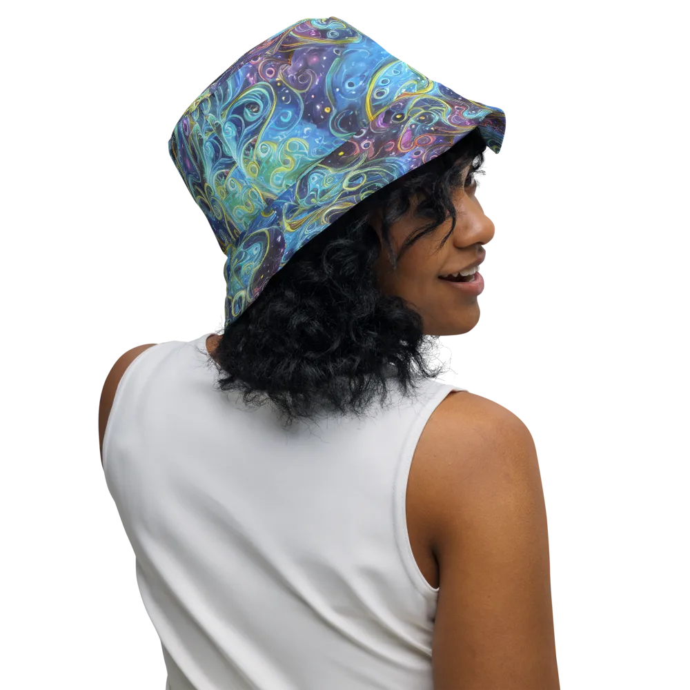 Azure Labyrinth on Reversible Bucket Hat — Right Outside