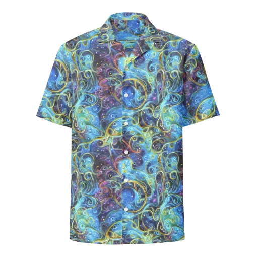 Azure Labyrinth on a Button Shirt