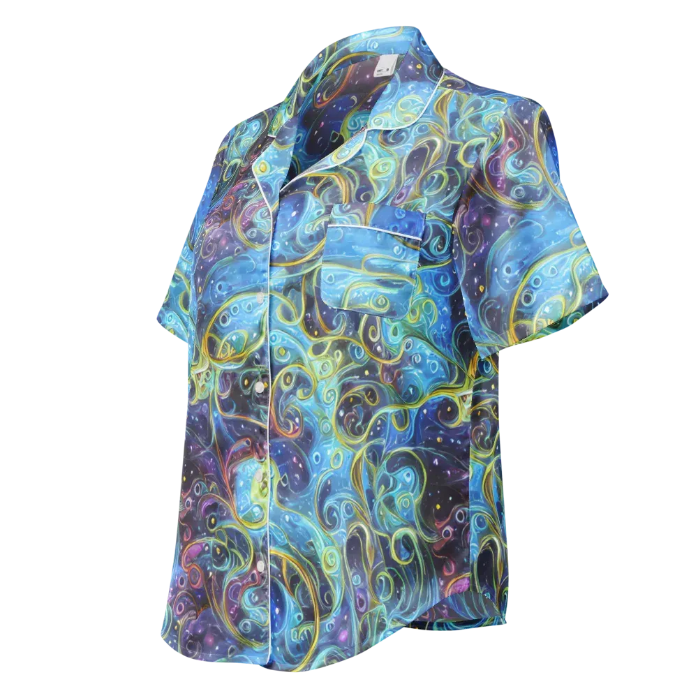 Azure Labyrinth on Women's Short Sleeve Pajama Top — Left Front
