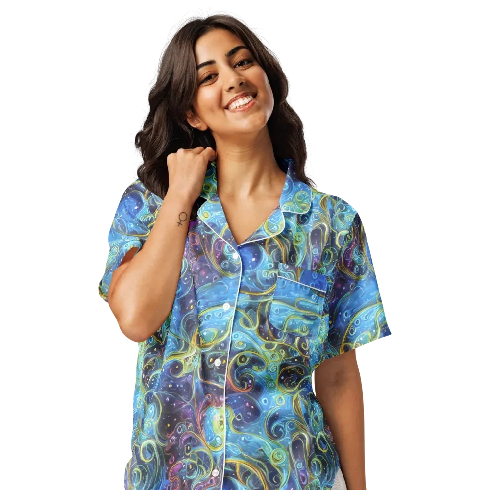 Azure Labyrinth on Women's Short Sleeve Pajama Top — Front