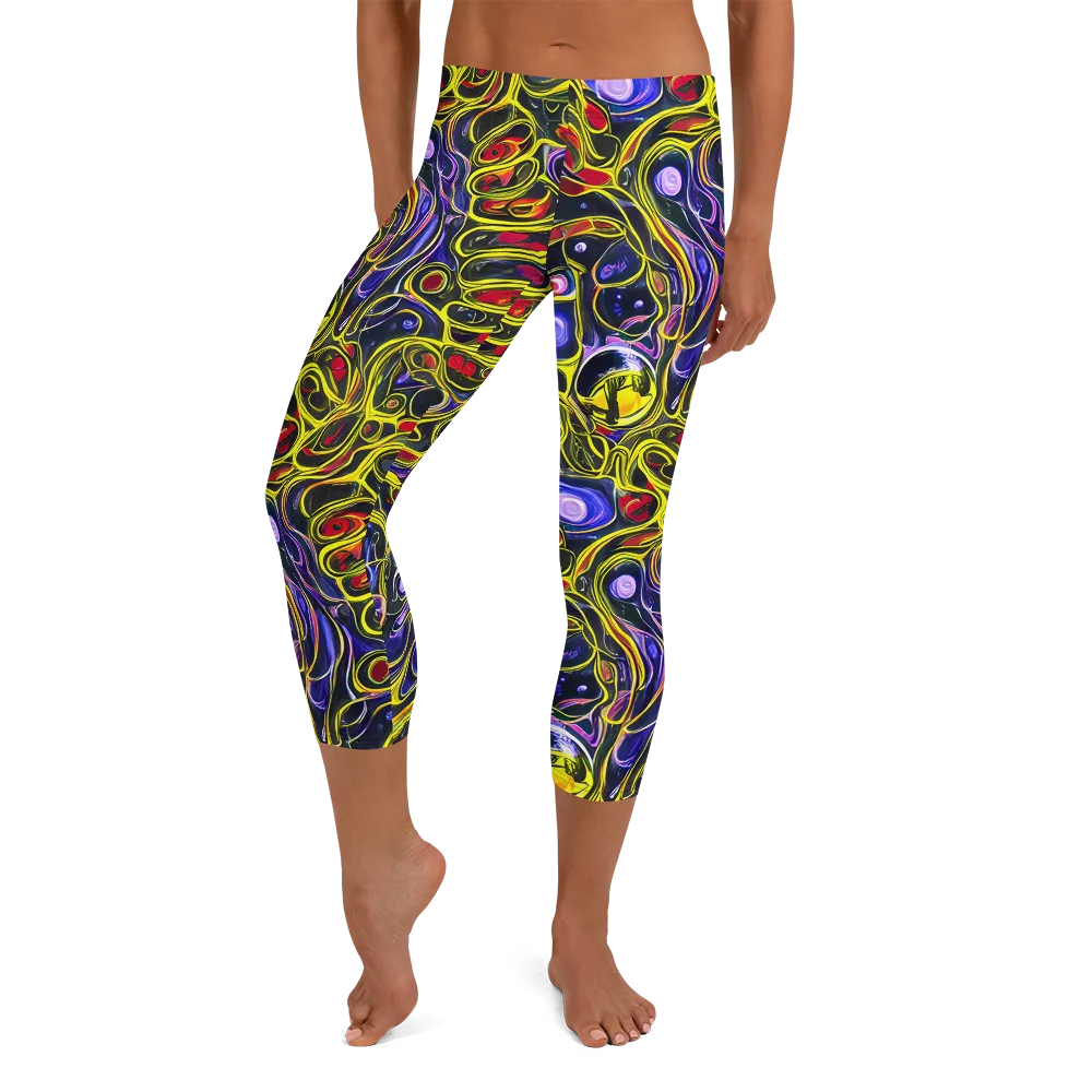 Prismatic Circuitry on Capri Leggings — Front