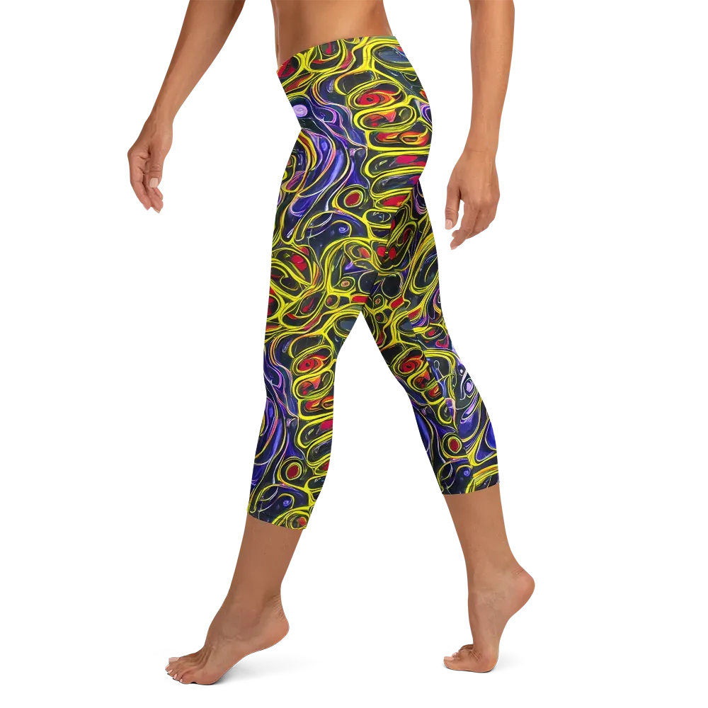 Prismatic Circuitry on Capri Leggings — Left