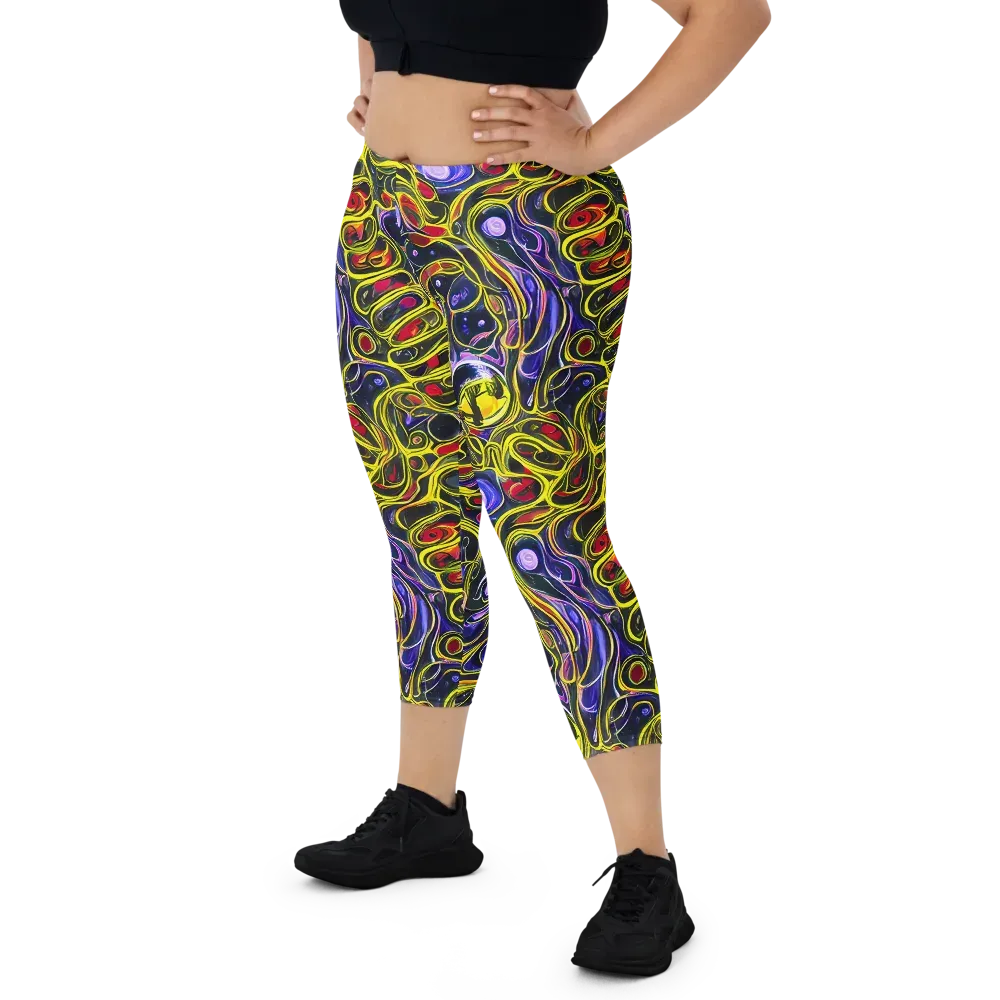 Prismatic Circuitry on Capri Leggings — Front