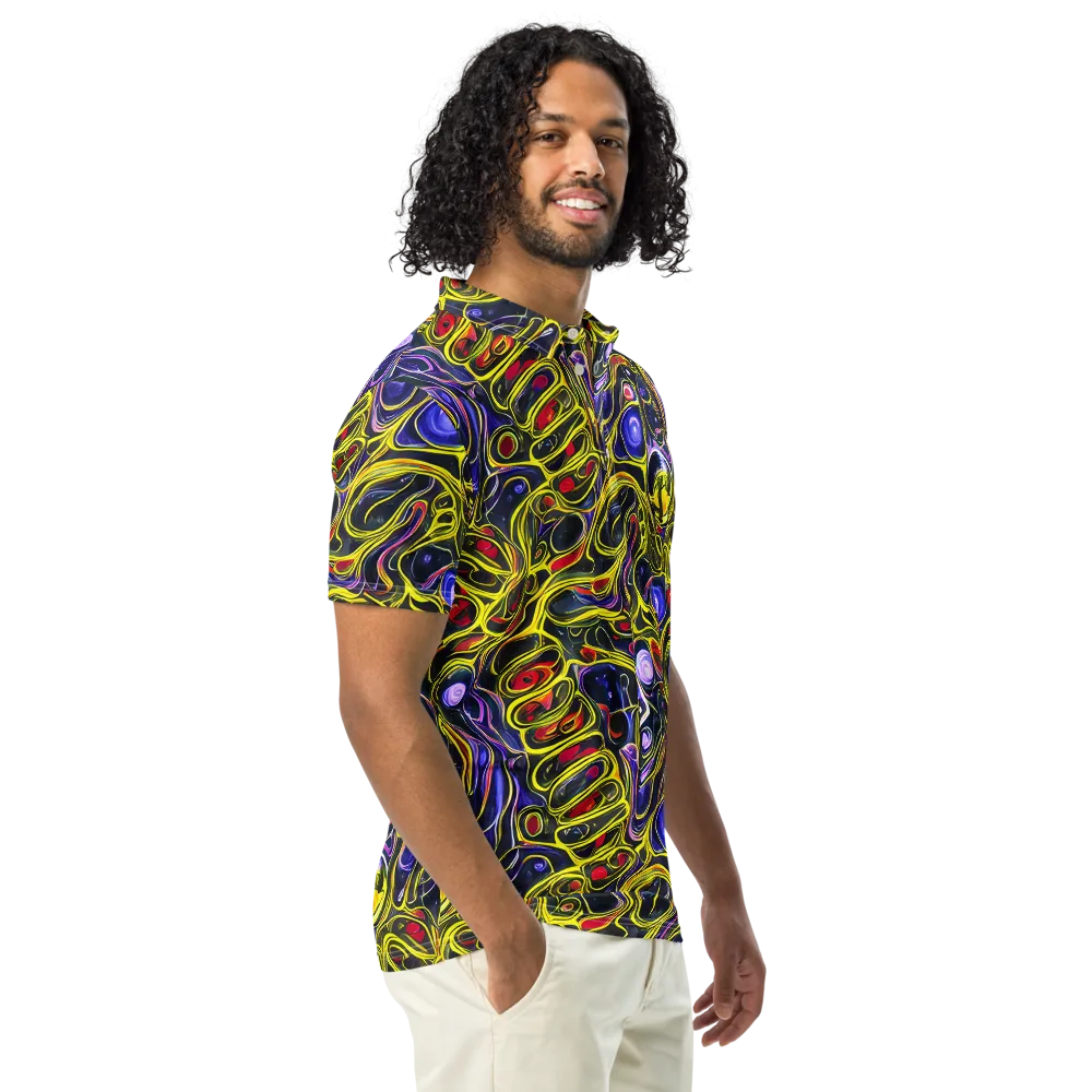 Prismatic Circuitry on Men's Slim Fit Polo Shirt — Right Front