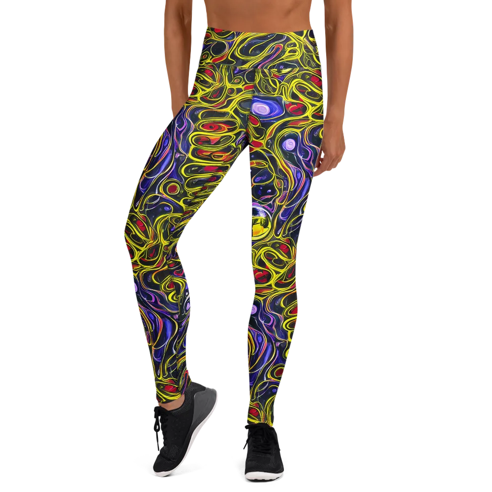 Prismatic Circuitry on Yoga Leggings — Front