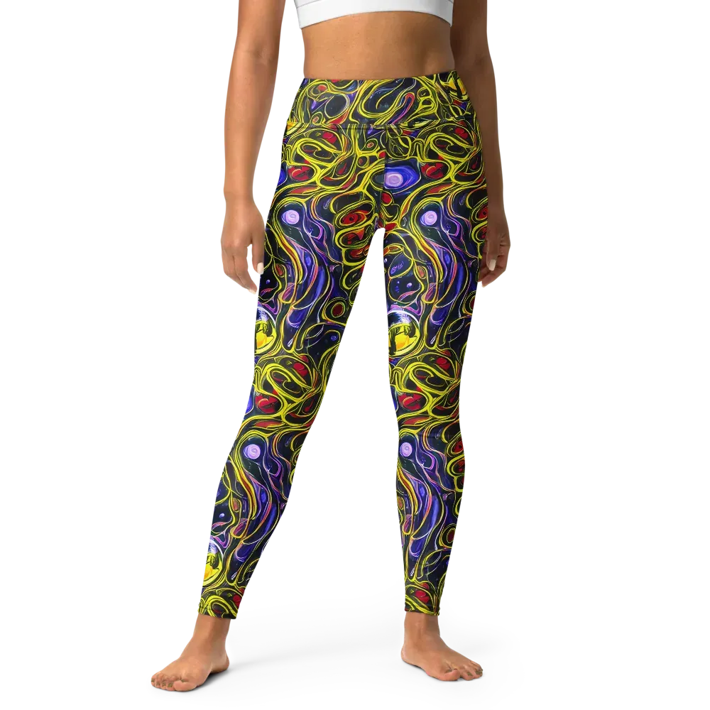 Prismatic Circuitry on Yoga Leggings — Front