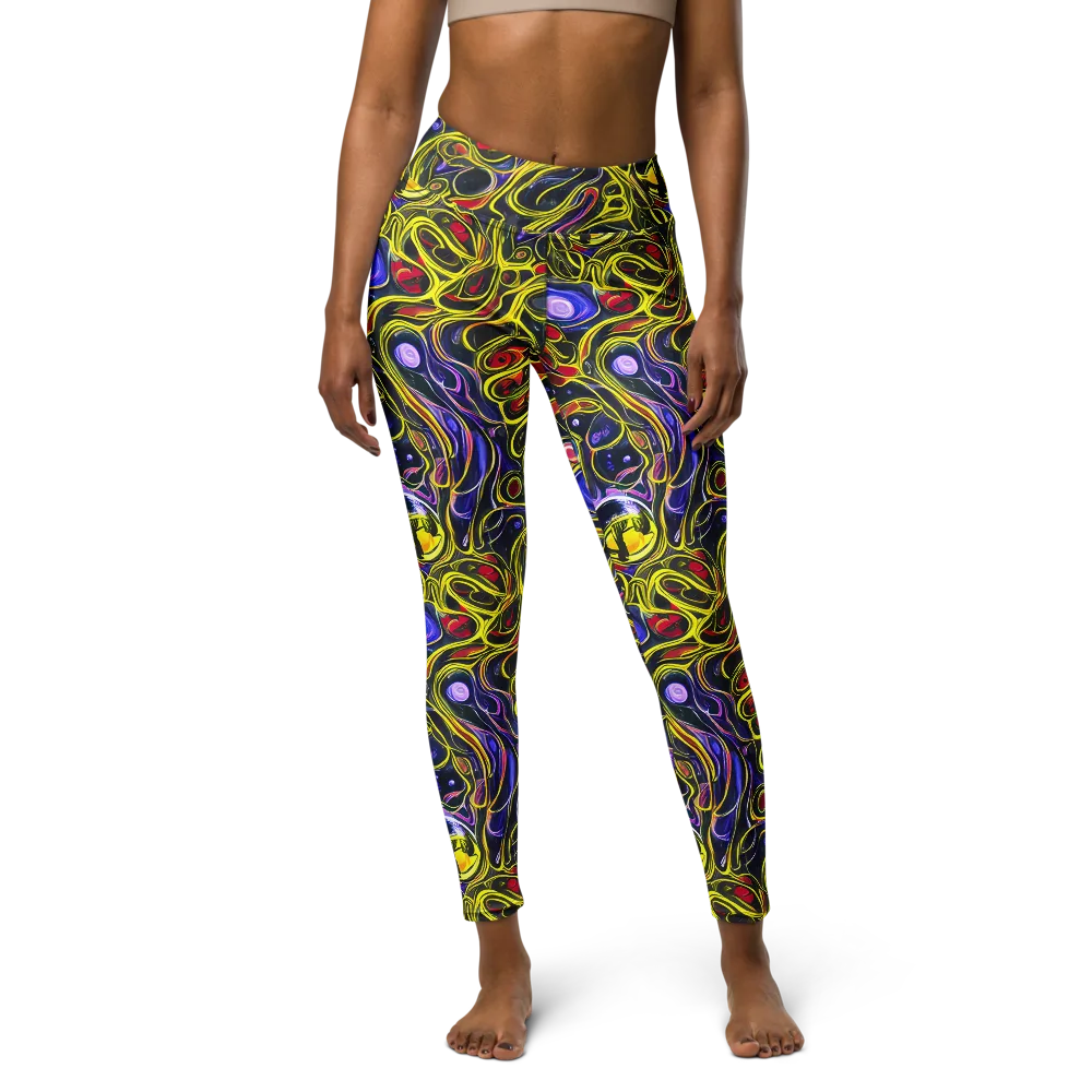 Prismatic Circuitry on Yoga Leggings — Front
