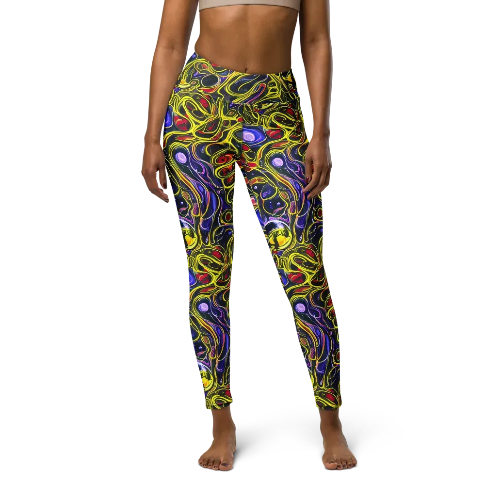 Prismatic Circuitry on Yoga Leggings — Front