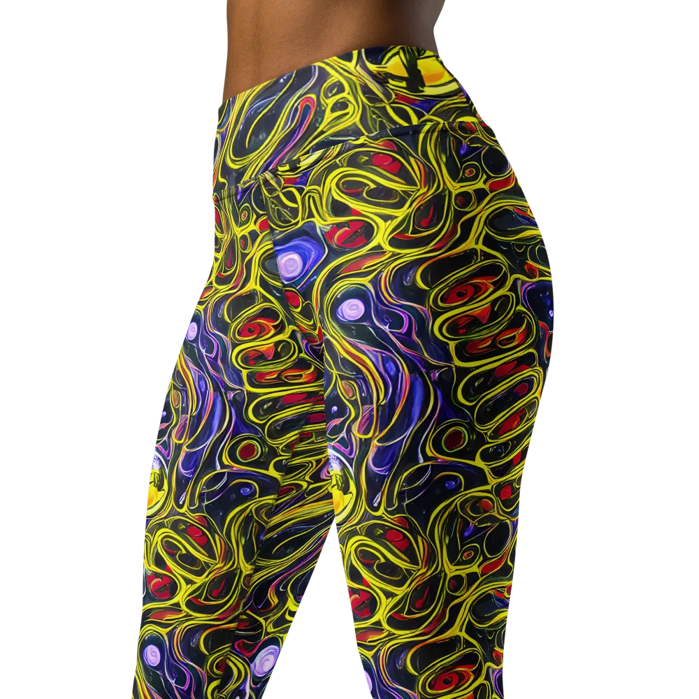 Prismatic Circuitry on Yoga Leggings — Left Front